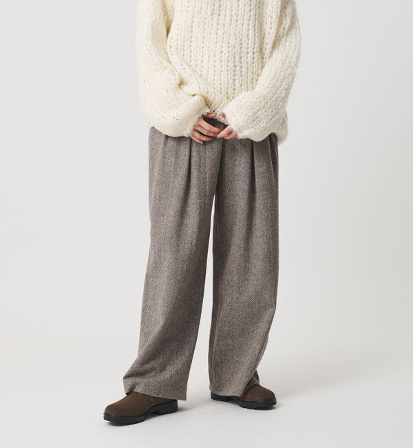 BEAUTY&YOUTH UNITED ARROWS「毛ブレンド ヘリンボーンワイドパンツ」|スラックス|DK.BROWN