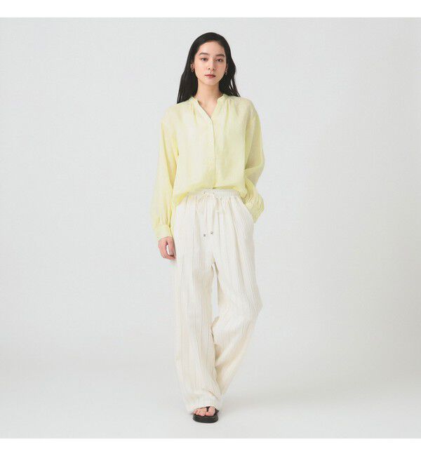 Ray BEAMS 「ストライプ ジャカード ワイド パンツ」|チノ|