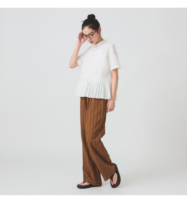 Ray BEAMS 「ストライプ ジャカード ワイド パンツ」|チノ|