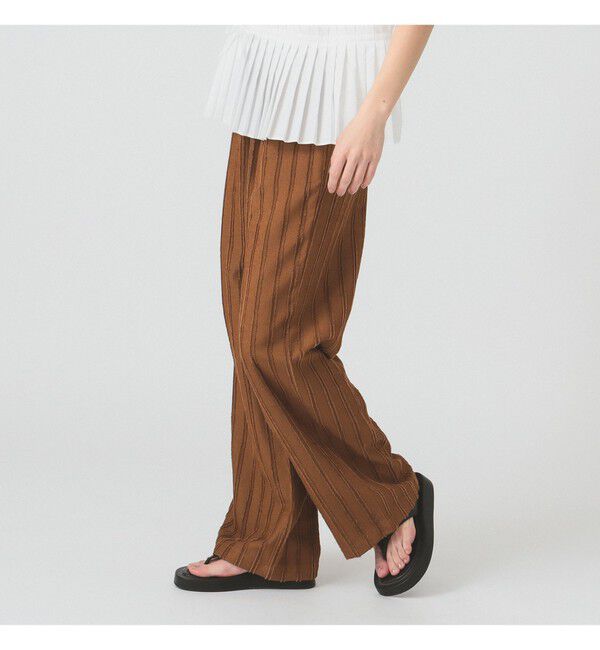 Ray BEAMS 「ストライプ ジャカード ワイド パンツ」|チノ|