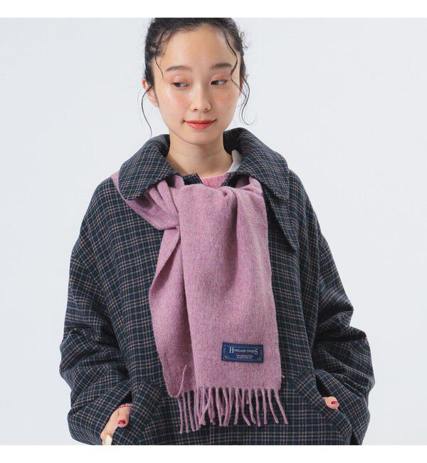 BEAMSBOY「HIGHLAND TWEEDS / ソリッド ストール 小」|マフラー|DUSTY_PINK