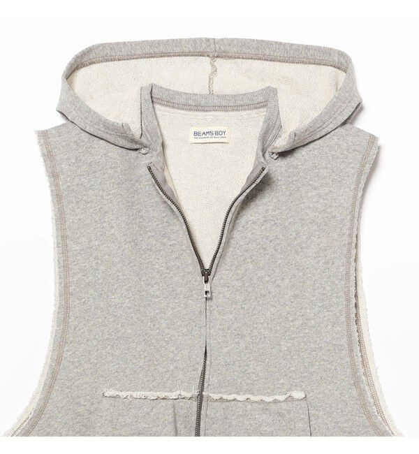 BEAMSBOY「スウェット フルジップ パーカー ノースリーブ」|ベスト・ジレ|