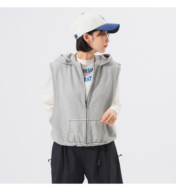 BEAMSBOY「スウェット フルジップ パーカー ノースリーブ」|ベスト・ジレ|