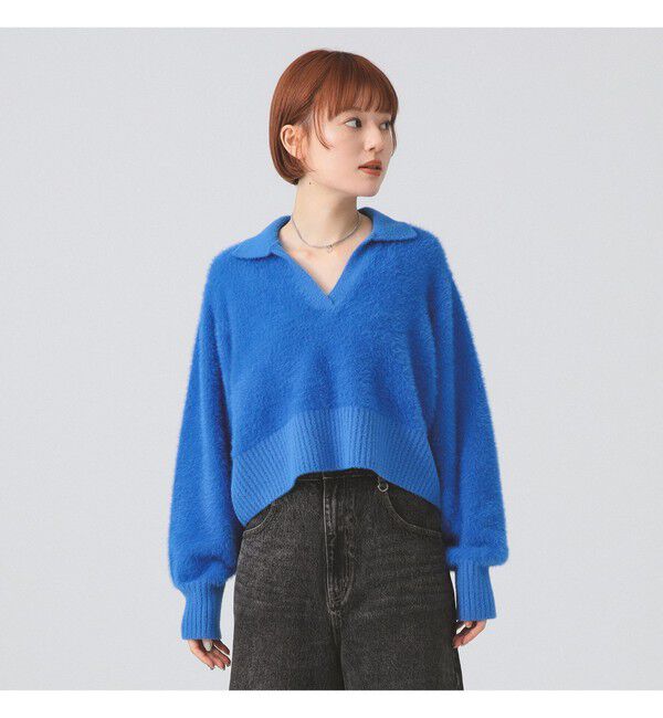 Ray BEAMS 「フェザー シャギー スキッパー ニット」|ニット・セーター|