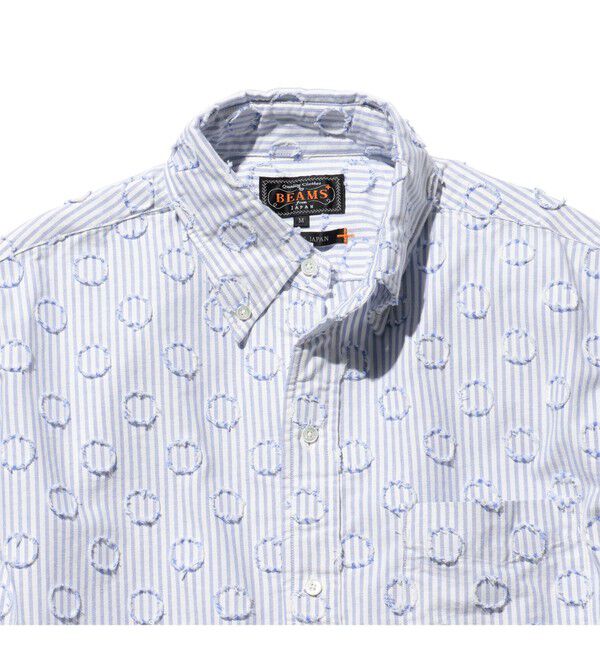 BEAMS PLUS「B.D. Classic-fit Burnout Dot Candy Stripe」|シャツ・ブラウス|