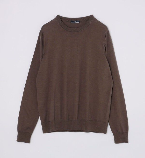 SHIPS「SHIPS: シーアイランド コットン クールネック 無地 ニット」|ニット・セーター|ライトオリーブ