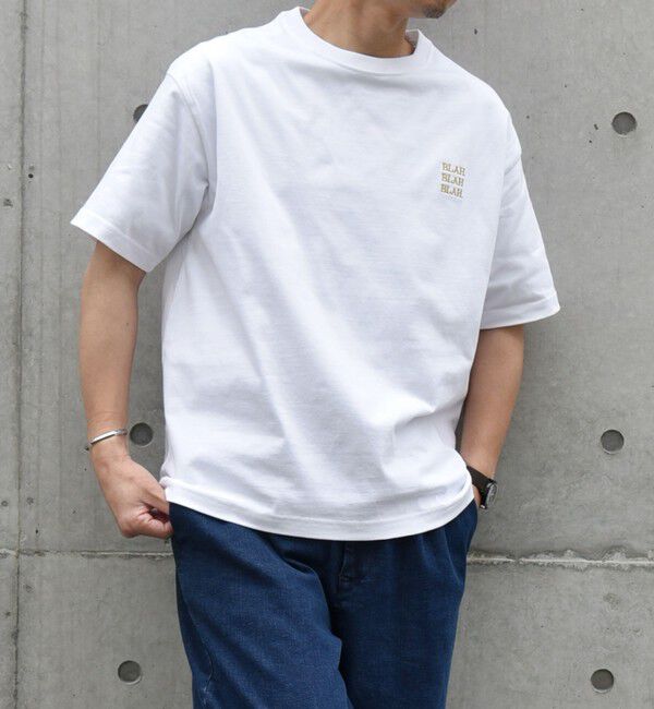 SHIPS any「【WEB限定】SHIPS any: BLAH BLAH BLAH.ワンポイント 刺繍 ルーズ Tシャツ(ユニセックス)◇」|Tシャツ・カットソー|