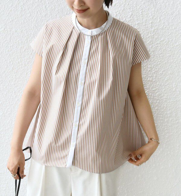 SHIPS for women「〈手洗い可能〉裾 フレア フレンチ スリーブ ブラウス」|シャツ・ブラウス|