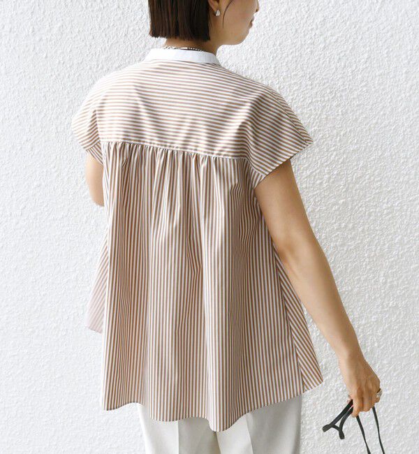 SHIPS for women「〈手洗い可能〉裾 フレア フレンチ スリーブ ブラウス」|シャツ・ブラウス|