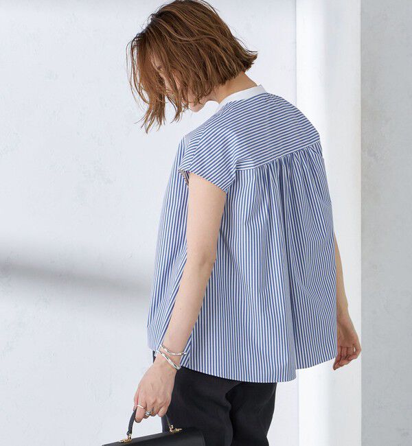 SHIPS for women「〈手洗い可能〉裾 フレア フレンチ スリーブ ブラウス」|シャツ・ブラウス|