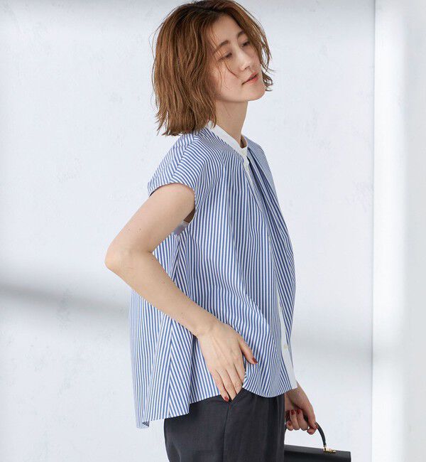 SHIPS for women「〈手洗い可能〉裾 フレア フレンチ スリーブ ブラウス」|シャツ・ブラウス|