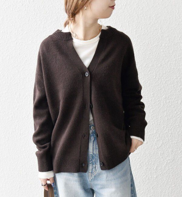 SHIPS any「SHIPS any:〈手洗い可能〉AQUA カシミヤ ミックス スキッパー カーディガン」|カーディガン|