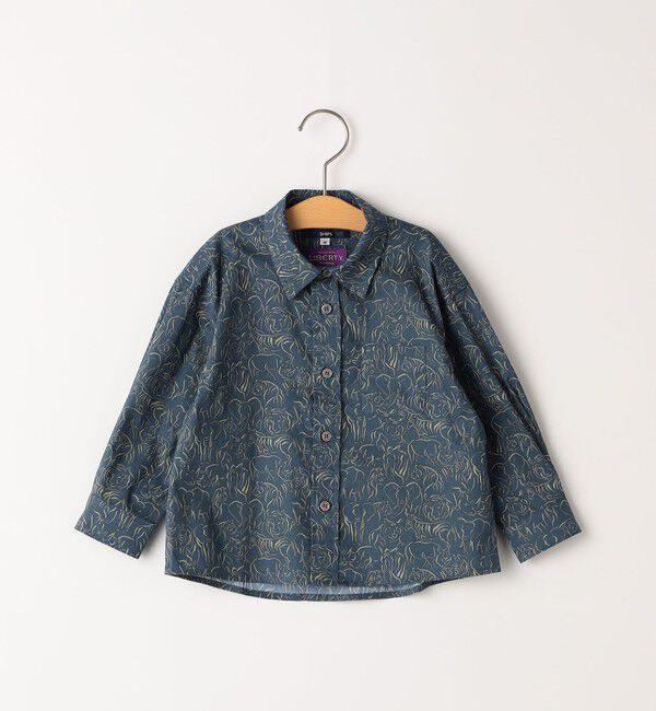 SHIPS KIDS「SHIPS KIDS:80～90cm / リバティ プリント 長袖 シャツ」|シャツ・ブラウス|ネイビー