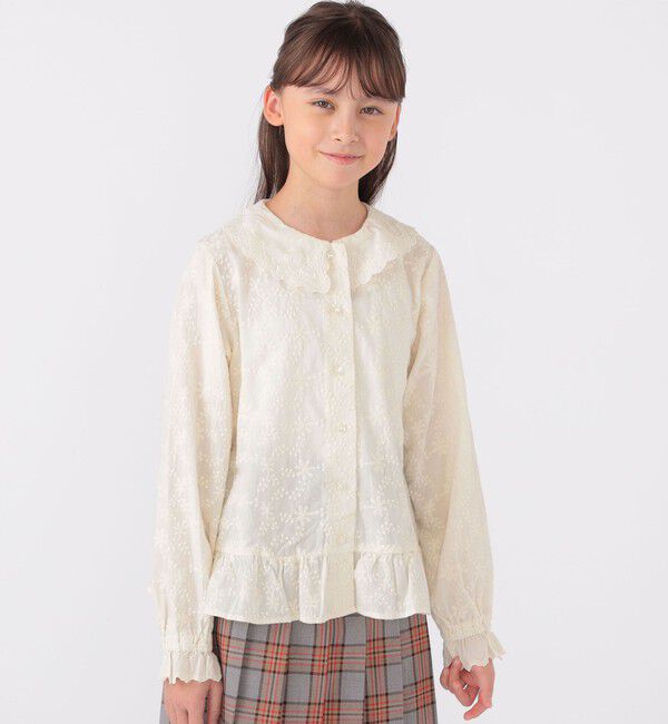 SHIPS KIDS「SHIPS KIDS:140～150cm / 刺繍 カラー ブラウス」|シャツ・ブラウス|