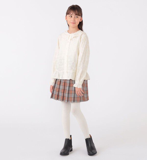 SHIPS KIDS「SHIPS KIDS:140～150cm / 刺繍 カラー ブラウス」|シャツ・ブラウス|