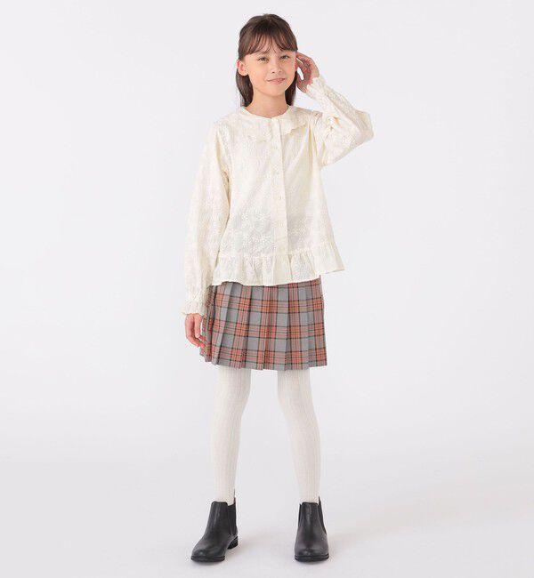 SHIPS KIDS「SHIPS KIDS:140～150cm / 刺繍 カラー ブラウス」|シャツ・ブラウス|