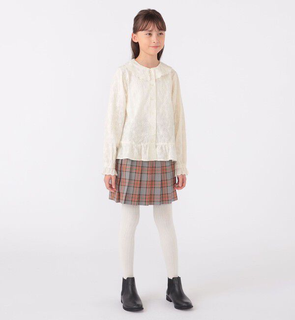 SHIPS KIDS「SHIPS KIDS:140～150cm / 刺繍 カラー ブラウス」|シャツ・ブラウス|