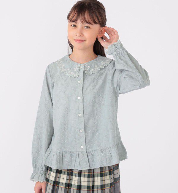 SHIPS KIDS「SHIPS KIDS:140～150cm / 刺繍 カラー ブラウス」|シャツ・ブラウス|