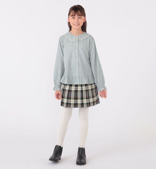 SHIPS KIDS「SHIPS KIDS:140～150cm / 刺繍 カラー ブラウス」|シャツ・ブラウス|
