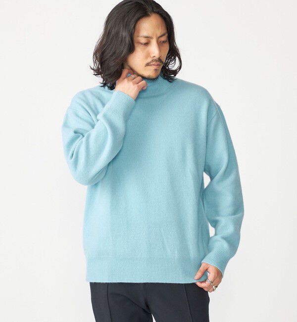 SHIPS「SHIPS:〈手洗い可能〉ソフト ウール モックネック ニット（アンサンブル対応）」|ニット・セーター|ライトブルー