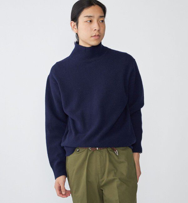 SHIPS「SHIPS:〈手洗い可能〉ソフト ウール モックネック ニット（アンサンブル対応）」|ニット・セーター|ネイビー