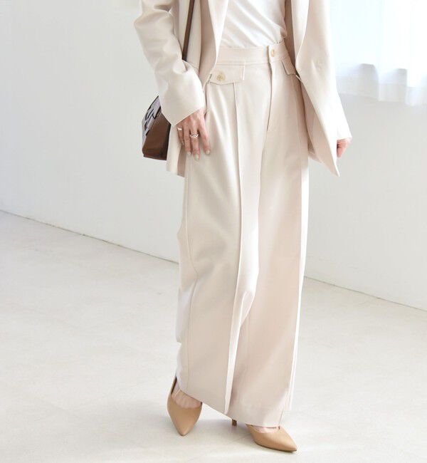 quaranciel「quaranciel: フラップ デザイン センター シーム セミ ワイド パンツ（セットアップ対応）」|その他|