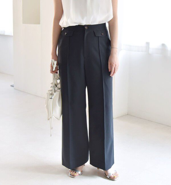 quaranciel「quaranciel: フラップ デザイン センター シーム セミ ワイド パンツ（セットアップ対応）」|その他|