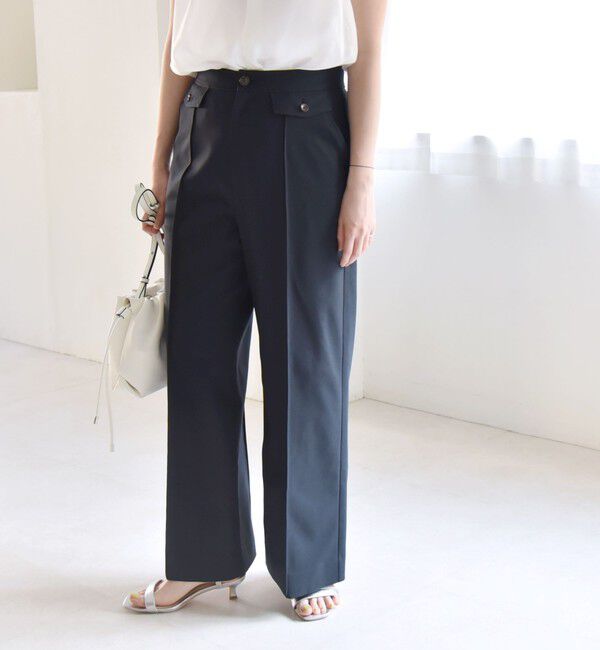 quaranciel「quaranciel: フラップ デザイン センター シーム セミ ワイド パンツ（セットアップ対応）」|その他|