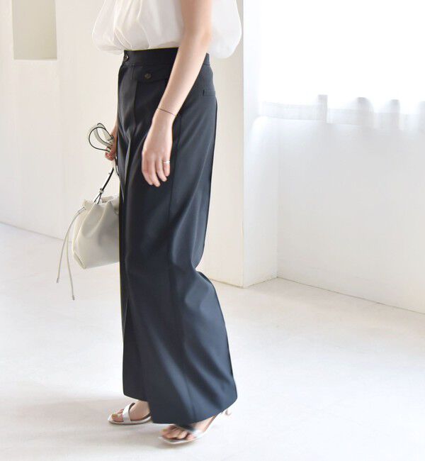 quaranciel「quaranciel: フラップ デザイン センター シーム セミ ワイド パンツ（セットアップ対応）」|その他|