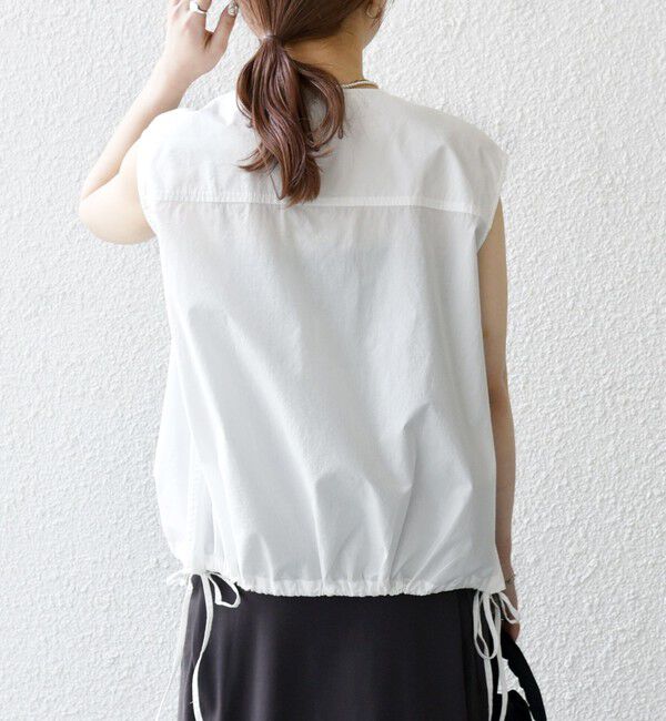 SHIPS any「SHIPS any:〈洗濯機可能〉ポプリン フレンチスリーブ ポケット ドロスト シャツ」|シャツ・ブラウス|