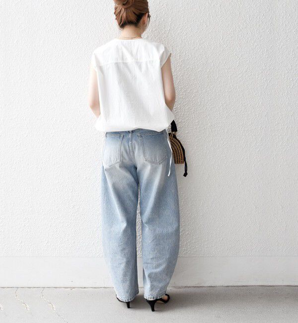 SHIPS any「SHIPS any:〈洗濯機可能〉ポプリン フレンチスリーブ ポケット ドロスト シャツ」|シャツ・ブラウス|