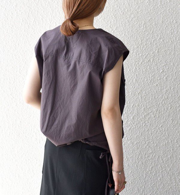 SHIPS any「SHIPS any:〈洗濯機可能〉ポプリン フレンチスリーブ ポケット ドロスト シャツ」|シャツ・ブラウス|