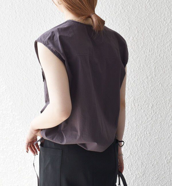 SHIPS any「SHIPS any:〈洗濯機可能〉ポプリン フレンチスリーブ ポケット ドロスト シャツ」|シャツ・ブラウス|