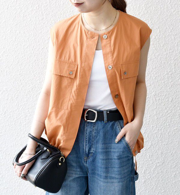 SHIPS any「SHIPS any:〈洗濯機可能〉ポプリン フレンチスリーブ ポケット ドロスト シャツ」|シャツ・ブラウス|