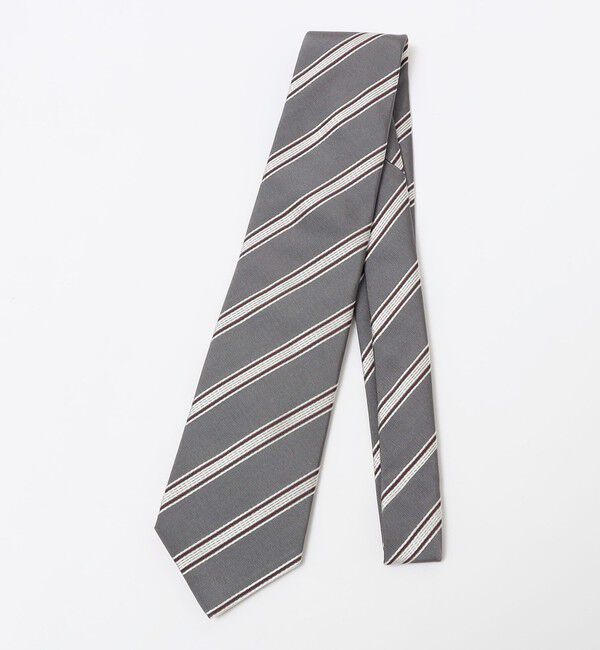 SHIPS「SHIPS: フォサッティ シルク コットン ストライプ ネクタイ」|ネクタイ・蝶ネクタイ|グレー系