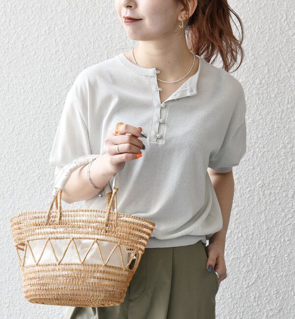 SHIPS any「SHIPS any:〈接触冷感/手洗い可能〉ビジュー ヘンリーネック ニット プルオーバー」|ニット・セーター|