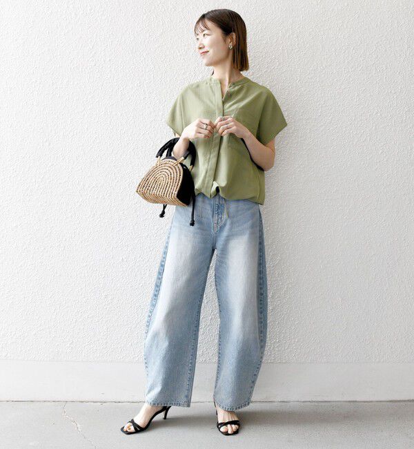 SHIPS any「SHIPS any:〈洗濯機可能〉グロッシー ドロスト バンドカラー フレンチ シャツ」|シャツ・ブラウス|