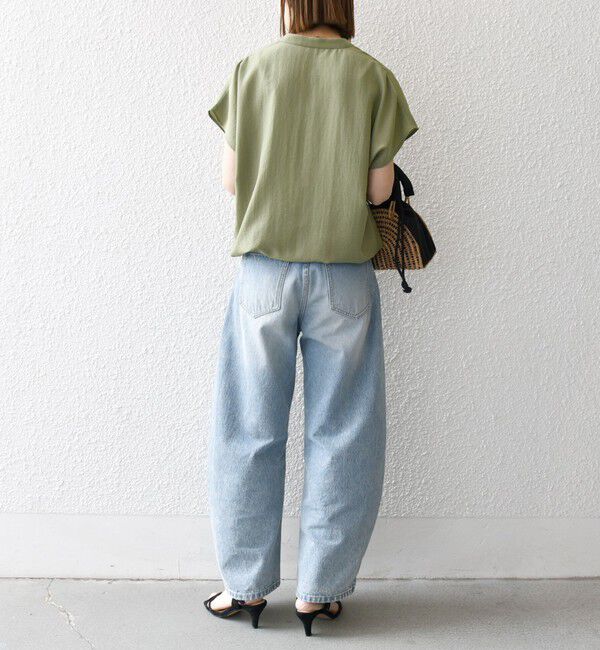 SHIPS any「SHIPS any:〈洗濯機可能〉グロッシー ドロスト バンドカラー フレンチ シャツ」|シャツ・ブラウス|