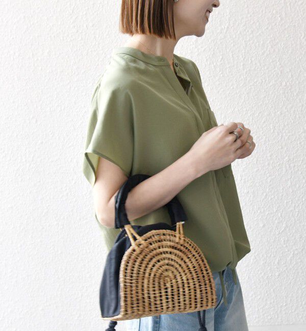 SHIPS any「SHIPS any:〈洗濯機可能〉グロッシー ドロスト バンドカラー フレンチ シャツ」|シャツ・ブラウス|