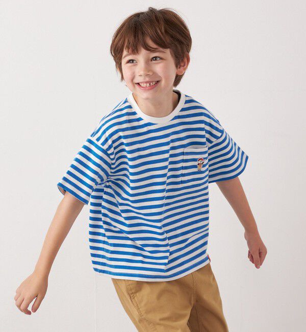 SHIPS any「【SHIPS any別注】UNIVERSAL OVERALL: ボーダー Tシャツ <KIDS>」|Tシャツ・カットソー|