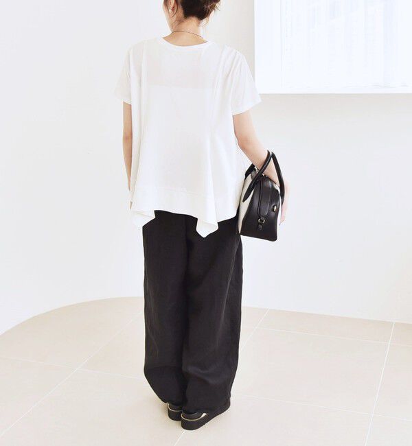 quaranciel「quaranciel:〈手洗い可能〉ハンカチーフヘム フレア クルーネック TEE」|Tシャツ・カットソー|