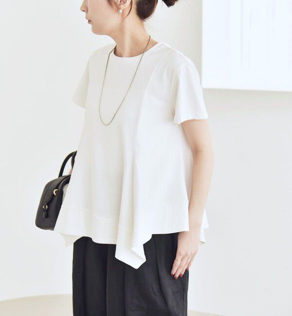 quaranciel「quaranciel:〈手洗い可能〉ハンカチーフヘム フレア クルーネック TEE」|Tシャツ・カットソー|