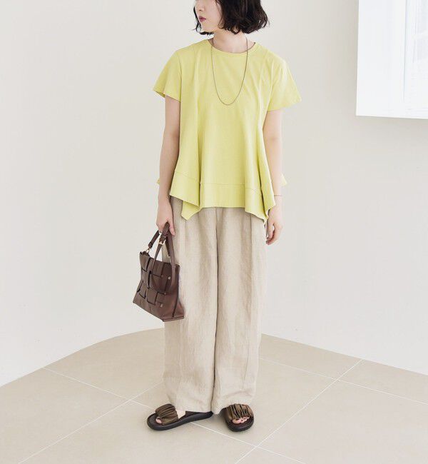 quaranciel「quaranciel:〈手洗い可能〉ハンカチーフヘム フレア クルーネック TEE」|Tシャツ・カットソー|