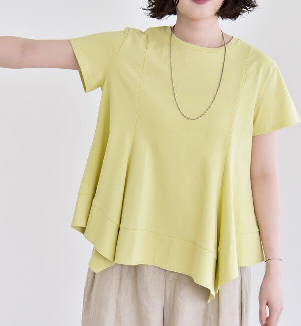 quaranciel「quaranciel:〈手洗い可能〉ハンカチーフヘム フレア クルーネック TEE」|Tシャツ・カットソー|