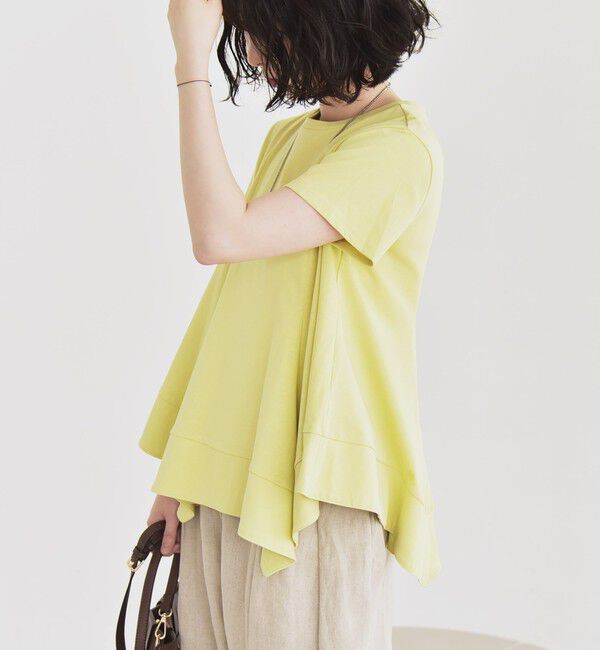 quaranciel「quaranciel:〈手洗い可能〉ハンカチーフヘム フレア クルーネック TEE」|Tシャツ・カットソー|