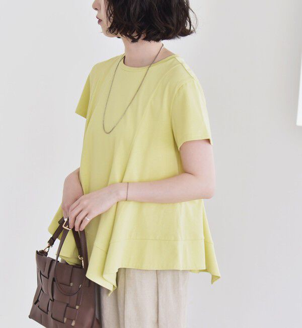 quaranciel「quaranciel:〈手洗い可能〉ハンカチーフヘム フレア クルーネック TEE」|Tシャツ・カットソー|