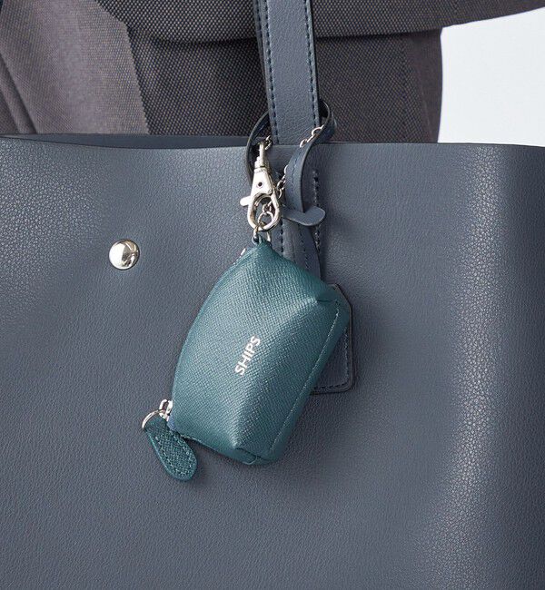 SHIPS「【WEB限定】SHIPS:【SAFFIANO LEATHER】ミニ ポーチ バッグ チャーム」|ポーチ|ダークグリーン