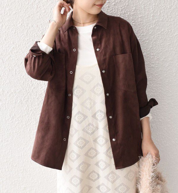 SHIPS Colors 「SHIPS Colors:フェイクスエード（ポリエステル）シャツ◇」|シャツ・ブラウス|