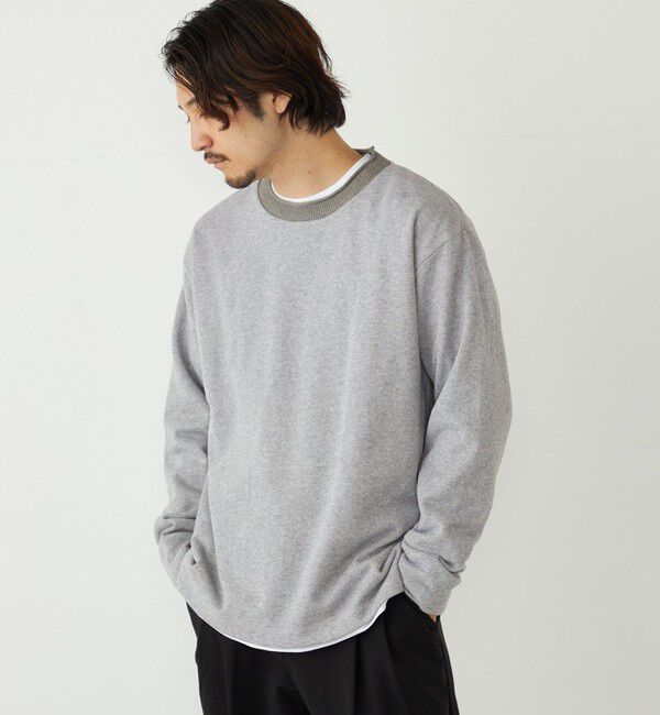 SHIPS Colors 「SHIPS Colors:〈手洗い可能〉ニットライク ロングスリーブ Tシャツ (ロンT)」|Tシャツ・カットソー|グレー