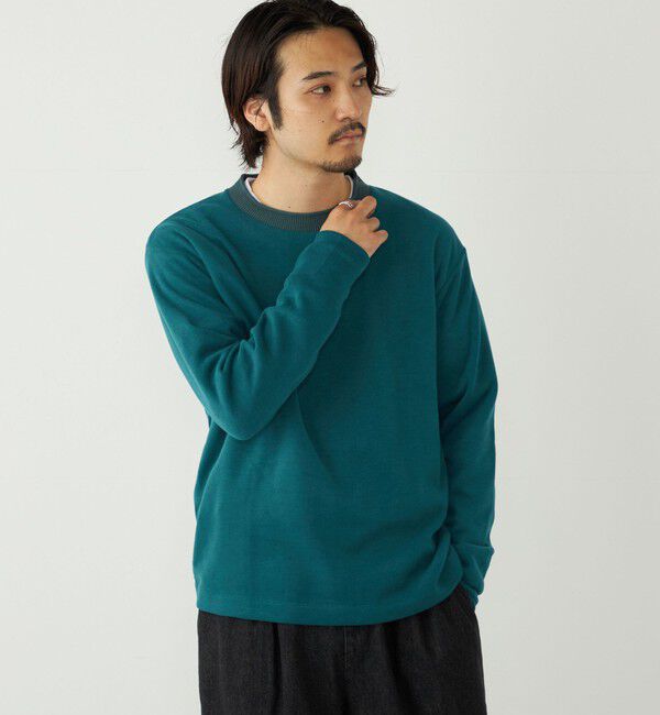 SHIPS Colors 「SHIPS Colors:〈手洗い可能〉ニットライク ロングスリーブ Tシャツ (ロンT)」|Tシャツ・カットソー|グリーン